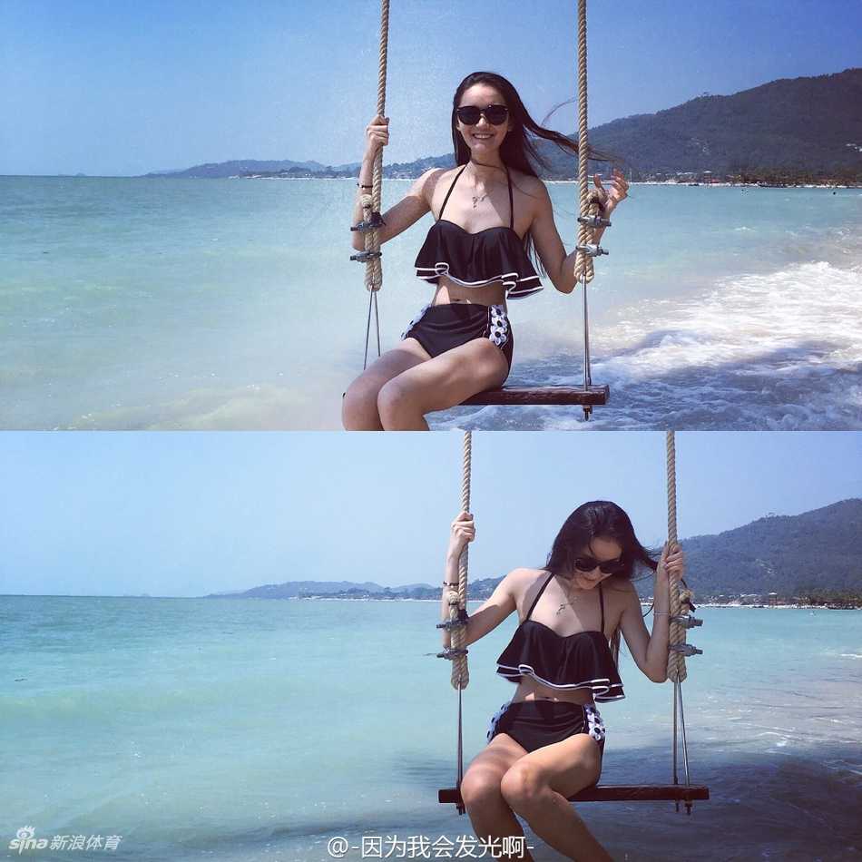 孙铭徽与杨诗尹在海边留下恩爱的合照，杨诗尹的身材高挑纤细，一双逆天长腿在镜头前极为抢镜，两人的甜蜜氛围羡煞旁人。